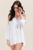 Francesca's Logan Crochet Cold Shoulder Cover-up - White