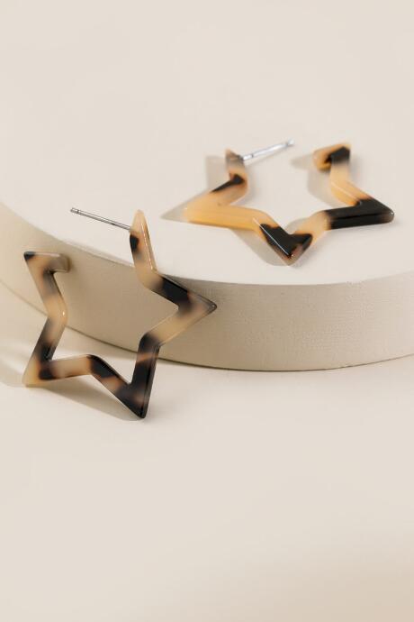 Francesca's Kassandra Star Hoop Earrings - Amber