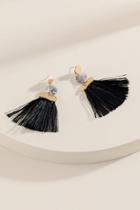 Francesca's Maye Marbled Resin Tassel Earrings - Black