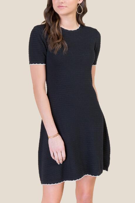 Francesca's Sasha Rib Knit Skater Dress - Black
