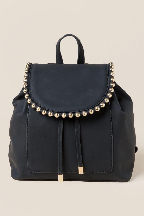 Francesca's Zahara Metal Bead Backpack - Black
