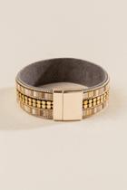 Francesca Inchess Hera Leather Bracelet In Champagne - Crisp Champagne