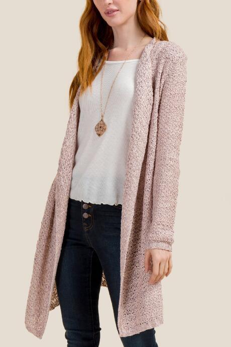 Francesca's Reagan Drape Front Cardigan - Blush