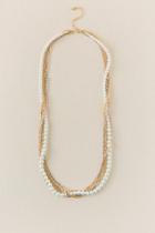 Francesca's Kaileigh Pearl Metal Strand Necklace - Mixed Plating