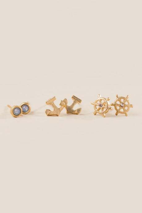Francesca's Nautical Stud Set - Gold