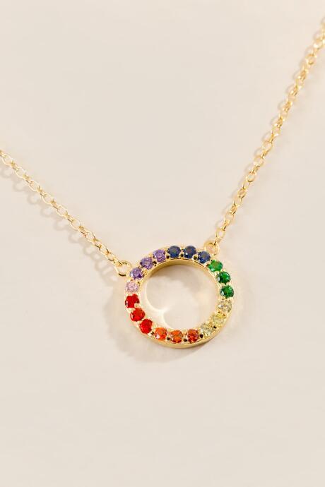 Francesca's Shiloh Sterling Rainbow Pave Necklace - Multi
