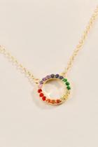 Francesca's Shiloh Sterling Rainbow Pave Necklace - Multi