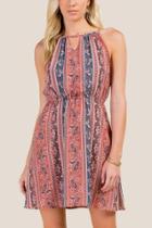 Francesca's Amina High Neck A-line Dress - Rose