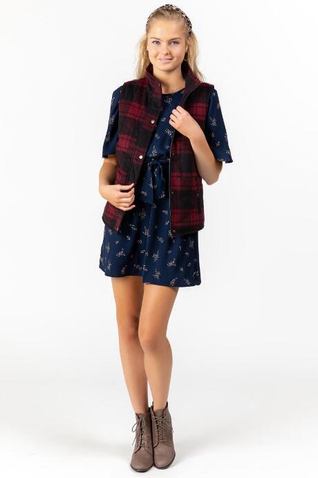 Francesca's Adalena Buffalo Plaid Vest - Burgundy