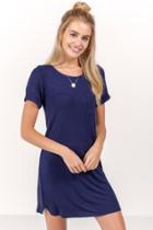 Francesca's Norine Pocket Tshirt Dress - Navy