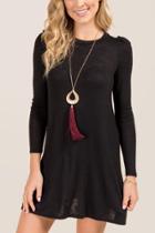 Alya Marina Ruched Long Sleeve Knit Dress - Black