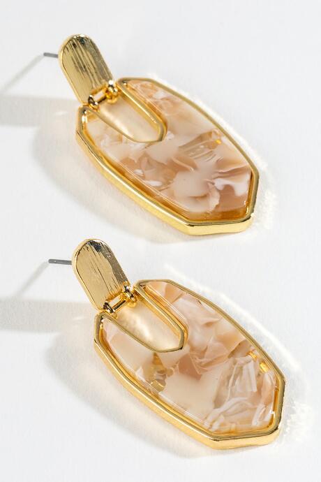 Francesca's Harley Oval Hexagon Drop Earrings - Ivory