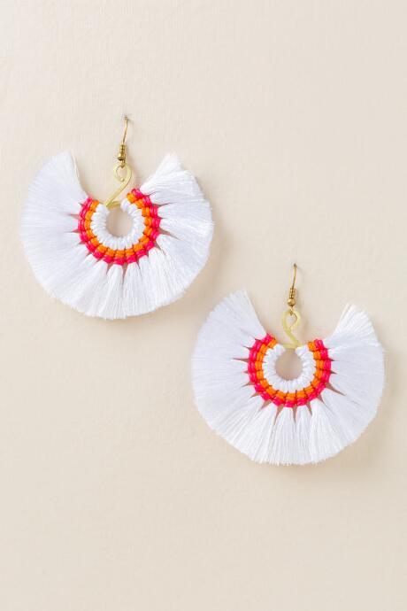 Francesca's Laila Woven Fan Earrings In White - White