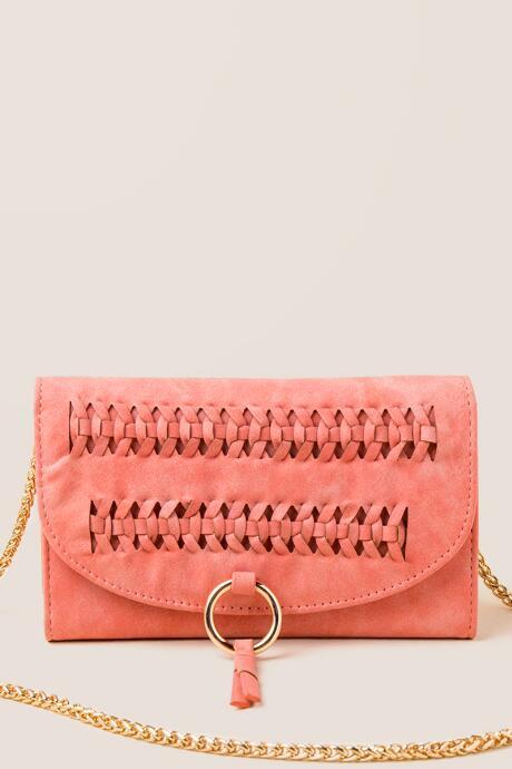 Francesca's Carys Whipstitch Wallet Crossbody - Rose