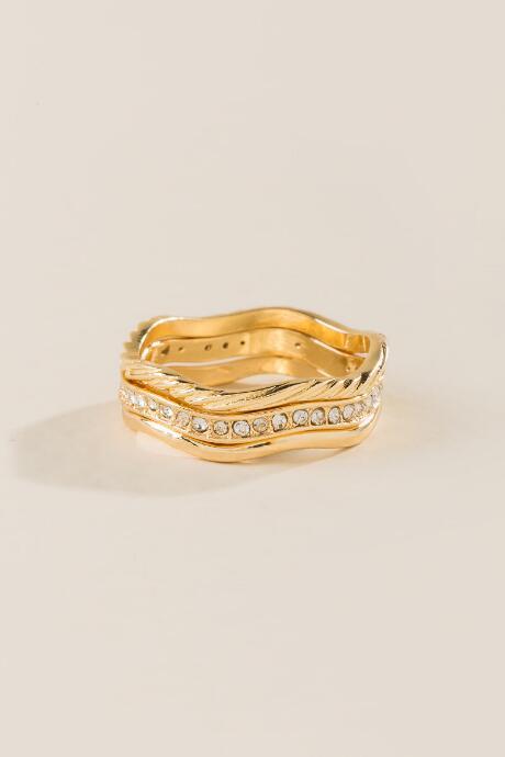 Francesca's Zoey Wavy Ring Set - Gold