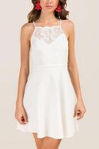 Francesca's Maxie Crochet Lace Open Back Combo Dress - White