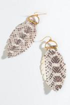 Francesca's Andrea Snake Leather Drop Earrings - Black/white