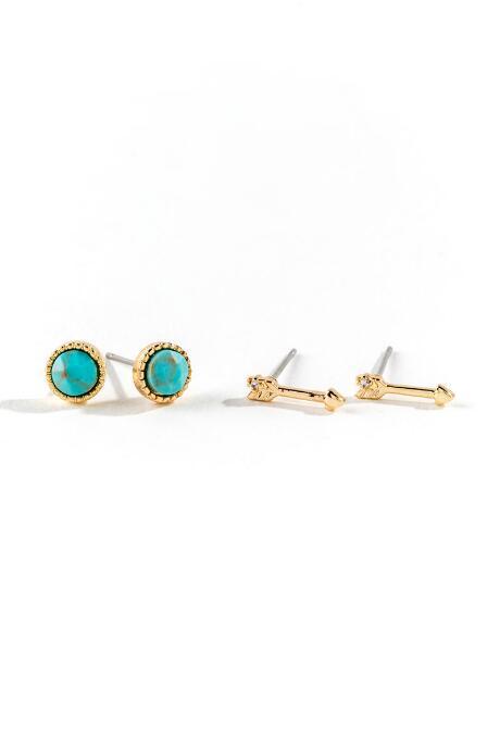 Francesca's Hannah Turquoise & Arrow Studs Set - Turquoise