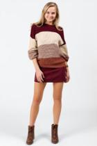 Francesca's Narissa Color-block Sweater - Taupe