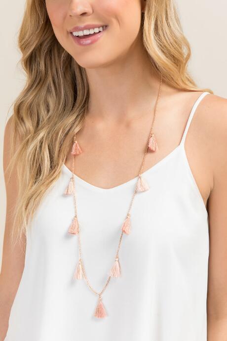 Francesca's Heather Mini Tassel Necklace - Lavender