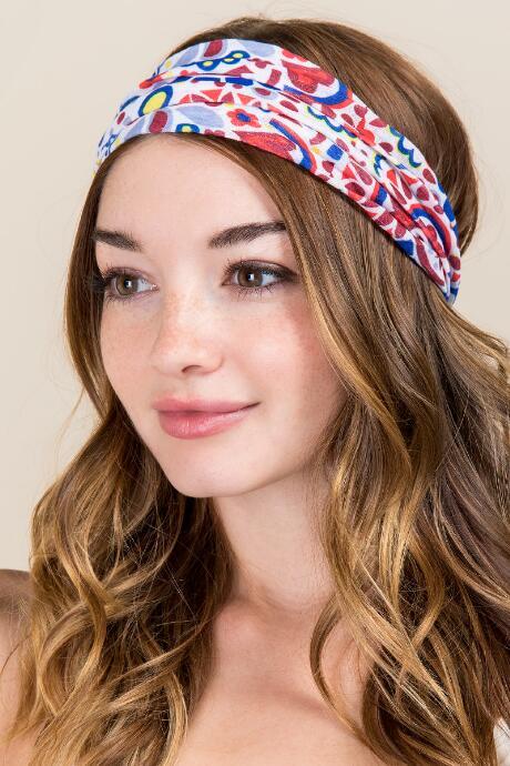 Francesca's Half Boho Bandeau By Natural Life In Tribal Print - Blue
