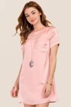 Francesca's Jamila Satin Shift Dress - Pink