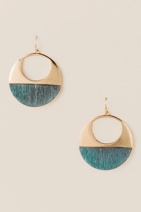 Francesca's Eve Half Patina Circle Earrings - Turquoise
