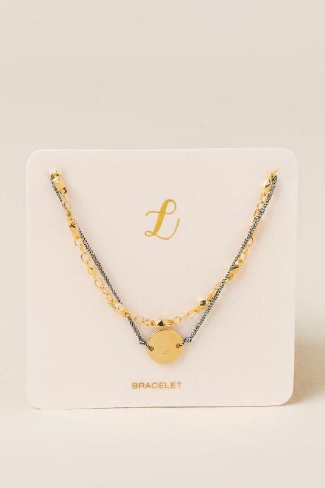 Francesca's L Initial Coin Pull Tie Bracelet - Gold