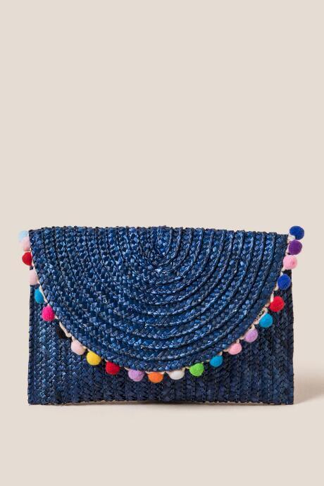 Francesca's Josephine Pom Clutch - Navy