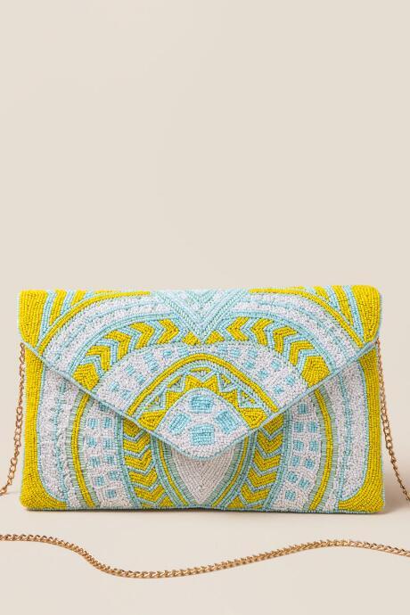 Francesca's Alexia Beaded Clutch Crossbody - Turquoise