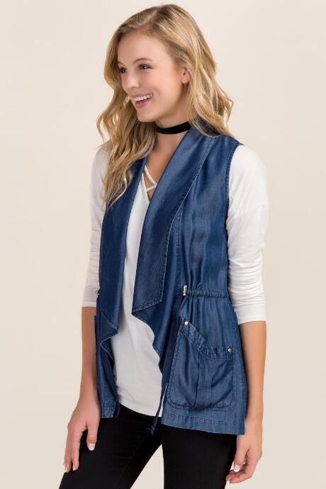 Mi Ami Jacquelyne Tencel Draped Vest - Blue