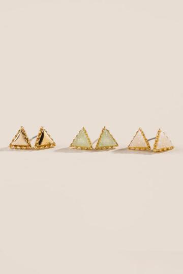 Francesca's Lyra Druzy Triangle Stud Set - Multi
