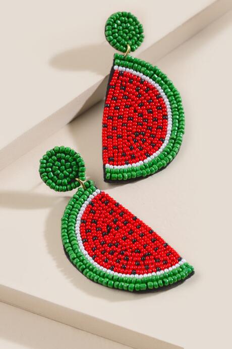 Francesca's Katelin Watermelon Wedge Statement Earrings - Red