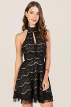 Fire Britta Lace Halter A-line Dress - Black