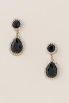 Francesca's Bree Pav Trim Teardrop Earring In Black - Black