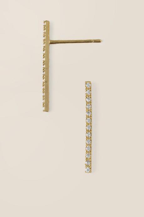 Francesca's Mila Pav Crystal Bar Stud Earrings - Crystal