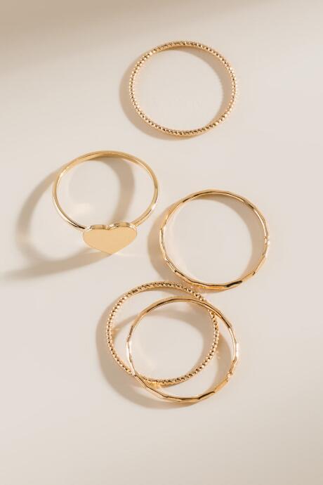 Francesca's Grace Heart Stacking Ring Set - Gold