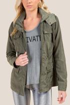 Francesca's Ella Short Anorak - Dark Olive