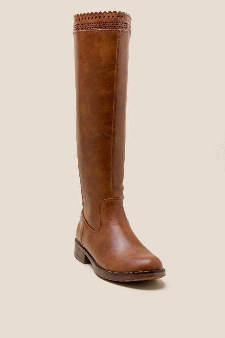 Francesca's Sorya Scallop Trim Hi Shaft Boot - Tan
