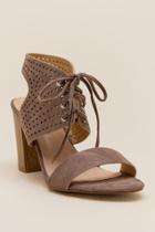 Restricted Carolynn Lace Up Block Heel - Taupe