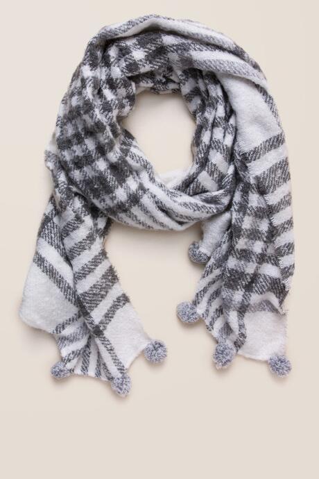 Francesca's Maura White And Gray Plaid Scarf - White