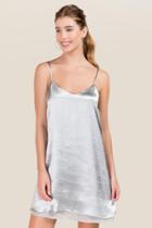 Miami Zelda Hammered Satin Slip Dress - Silver