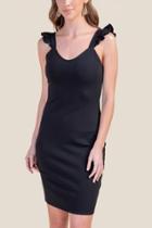 Francesca's Rhonda Flutter Sleeve Dress - Black