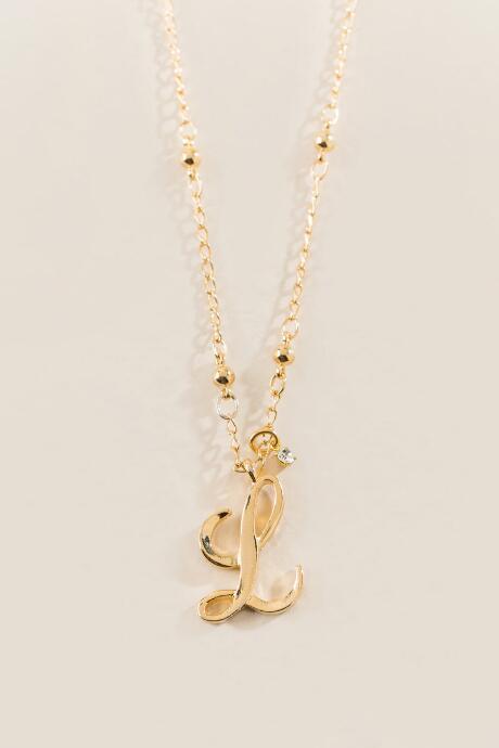 Francesca's L Initial Script Long Pendant - Gold