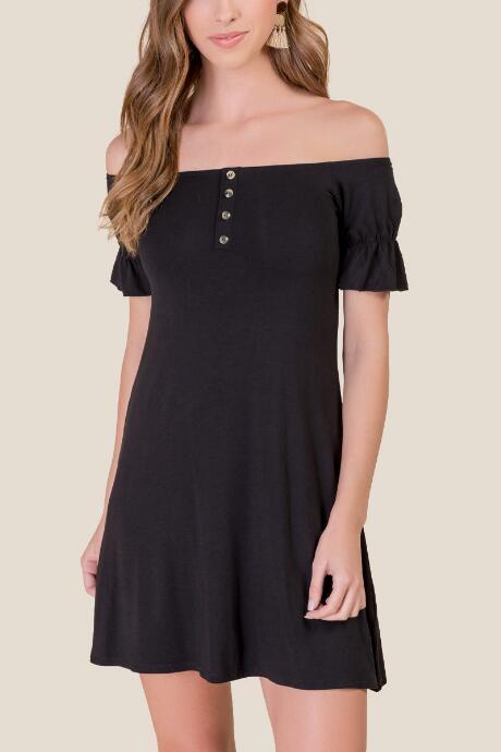 Francesca's Bethany Off The Shoulder Dress - Black