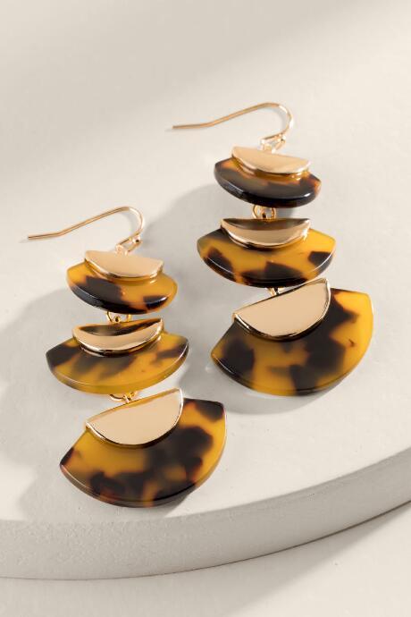 Francesca's Michelle Triple Link Tort Earrings - Amber