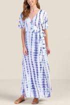 Francesca's Lorna Tie Dye Maxi Dress - Blue