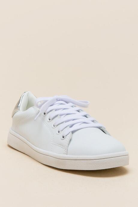 Sugar Ginger Lace Up Court Sneaker - Silver