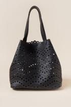Francesca's Darby Perforated Bucket Tote - Black