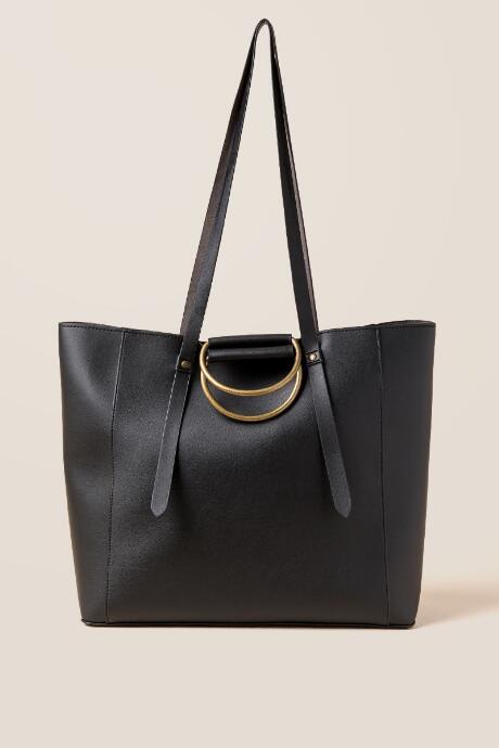 Francesca's Marilyn Gold Ring Tote - Black